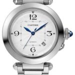 Cartier Pasha de Cartier Watch – 41 mm Steel Case – Silver Dial – Bracelet – Second Dark Gray Alligator Strap – WSPA0009