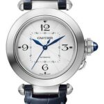 Cartier Pasha de Cartier Watch – 35 mm Steel Case – Silvered Dial – Alligator Straps – WSPA0012