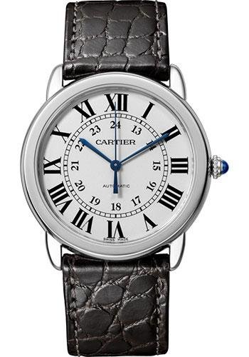 Cartier Ronde Solo Watch – 36 mm Steel Case – Black Round-Scale Alligator Strap – WSRN0013