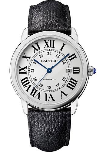 Cartier Ronde Solo Watch – 42 mm Steel Case – Black Grained Calfskin Strap – WSRN0022
