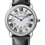 Cartier Ronde Solo de Cartier Watch – 36 mm Steel Case – Silvered Opaline Dial – Grained Black Calfskin Bracelet – WSRN0029