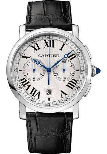 Cartier Rotonde de Cartier Chronograph Watch – 40 mm Steel Case – Silvered Effect Dial – Black Alligator Strap – WSRO0002