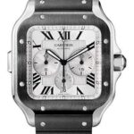 Cartier Santos de Cartier Chronograph Watch – 43.3 mm Steel And Adlc Case – Silver Dial – Both Bracelet – WSSA0017