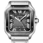 Cartier Santos de Cartier Watch – 39.8 mm Steel Case – Gray Dial – Bracelet – Second Strap – WSSA0037
