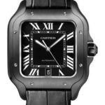 Cartier Santos de Cartier Watch – 39.8 mm Steel And Adlc Case – Black Dial – Both Bracelet – Rubber Strap – WSSA0039