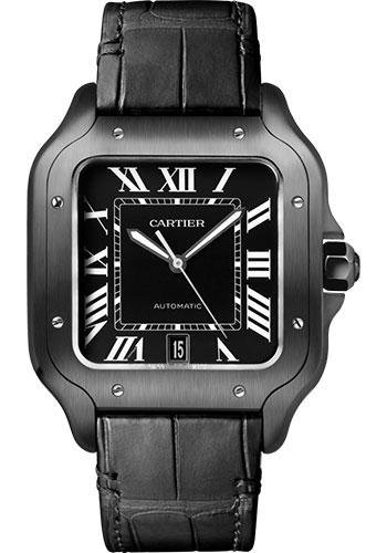 Cartier Santos de Cartier Watch – 39.8 mm Steel And Adlc Case – Black Dial – Both Bracelet – Rubber Strap – WSSA0039