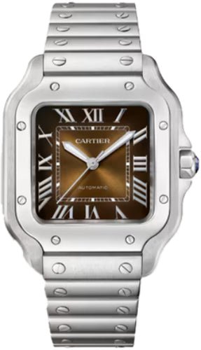 Cartier Santos De Cartier Watch Medium Model Automatic Movement Steel Interchangeable Metal And Leather Straps – WSSA0065