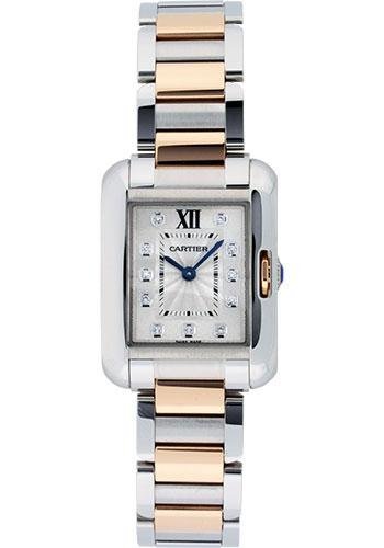 Cartier Tank Anglaise Small Model Watch – 30 x 22.7 mm Pink Gold And Steel Case – Silver Diamond Dial – WT100024