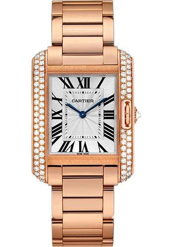 Cartier Tank Anglaise Watch – 34.7 mm Pink Gold Case – Diamond Bezel – Diamond Dial – WT100027