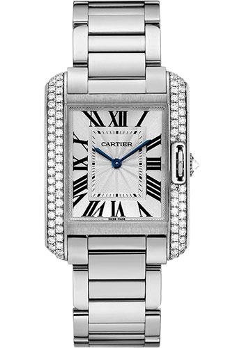 Cartier Tank Anglaise Watch – 34.7 mm White Gold Diamond Case – Diamond Bezel – Silver Diamond Dial – WT100028