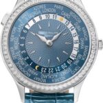 Patek Philippe Complications World Time White Gold Blue Dial Diamond Bezel | 7130G-016