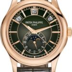Patek Philippe Complications Annual Calendar Moon Phases Rose Gold Olive Green Dial | 5205R-011