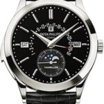 Patek Philippe Grand Complications Perpetual Calendar Day Month Moon Phase 39.5mm Black Index Platinum Leather Manual | 5216P-001