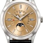Patek Philippe Grand Complications Perpetual Calendar Day-Date Moon Phase 39.5mm Honey Brown Index Platinum Leather Automatic – 5496P-014