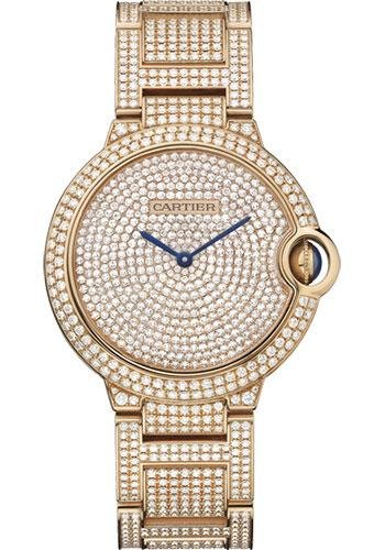 Cartier Ballon Bleu de Cartier Watch – 36.6 mm Pink Gold Diamond Case – Diamond Paved Dial – Diamond Bracelet – HPI00489