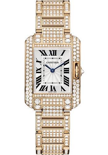 Cartier Tank Anglaise Watch – Small Pink Gold Diamond Case – Diamond Bracelet – HPI00558