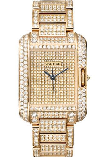 Cartier Tank Anglaise Watch – Medium Pink Gold Diamond Case – Diamond Paved – Diamond Bracelet – HPI00560