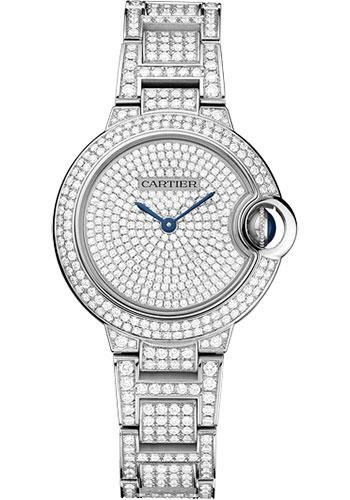 Cartier Ballon Bleu de Cartier Watch – 33 mm White Gold Diamond Case – Diamond Paved Dial – Diamond Bracelet – HPI00562