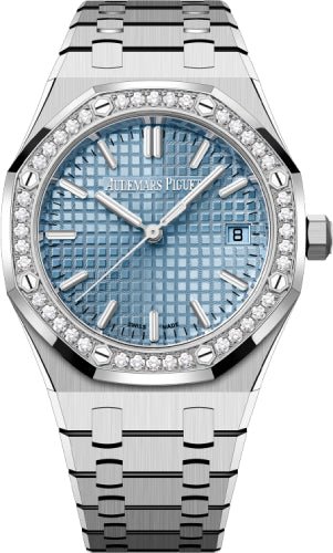 Audemars Piguet Royal Oak “50th Anniversary” Stainless Steel Light 34mm Blue Dial Diamond Bezel | 77451ST.ZZ.1361ST.01