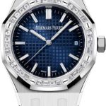 Audemars Piguet Royal Oak 37mm White Gold Diamond Set Bezel Blue Diamond Baguette Dial – 15551BC.ZZ.1356BC.01
