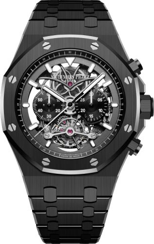 Audemars Piguet Royal Oak “Skeleton” Tourbillon Chronograph Openworked 44mm Black Ceramic | 26343CE.OO.1247CE.01