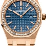 Audemars Piguet Royal Oak Quartz Rose Gold Blue Dial 33mm Diamond Bezel | 67651OR.ZZ.1261OR.02
