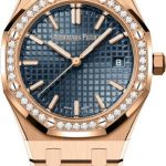 Audemars Piguet Royal Oak “50th Anniversary” Rose Gold Blue Dial 34mm Diamond Bezel | 77451OR.ZZ.1361OR.02