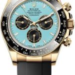 Rolex Cosmograph Daytona 40mm Yellow Gold Turquoise Blue Black Dial Cerachrom Bezel Oysterflex Bracelet – 126518LN