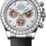 Rolex Cosmograph Daytona 40mm White Gold White MOP Diamond-Set Dial Oysterflex Bracelet Diamond-Set Bezel – 126589RBR | 2024 Model