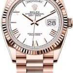 Rolex Day-Date 36 36mm White Dial Fluted Bezel President Bracelet – 128235 | 2024 Model