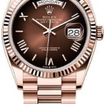 Rolex Day-Date 36 36mm Brown Ombré Dial Fluted Bezel President Bracelet – 128235 | 2024 Model