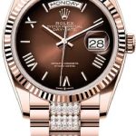 Rolex Day-Date 36 36mm Brown Ombré Dial Fluted Bezel President Bracelet – 128235 | 2024 Model
