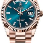 Rolex Day-Date 36 36mm Blue-Green Diamond-Set Dial Fluted Bezel President Bracelet – 128235 | 2024 Model