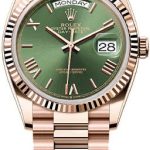 Rolex Day-Date 36mm Olive Green Dial Fluted Bezel President Bracelet – 128235