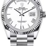 Rolex Day-Date 36 36mm White Dial Fluted Bezel President Bracelet – 128236 | 2024 Model