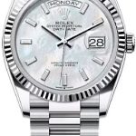 Rolex Day-Date 36 36mm White MOP Diamond-Set Dial Fluted Bezel President Bracelet – 128236 | 2024 Model