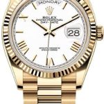 Rolex Day-Date 36 36mm White Dial Fluted Bezel President Bracelet – 128238 | 2024 Model