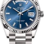 Rolex Day-Date 36 36mm Bright Blue Diamond-Set Dial Fluted Bezel President Bracelet – 128239 | 2024 Model
