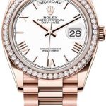 Rolex Day-Date 36 36mm White Dial Diamond Bezel President Bracelet – 128345RBR | 2024 Model