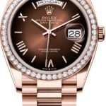 Rolex Day-Date 36 36mm Brown Ombré Dial Diamond Bezel President Bracelet – 128345RBR | 2024 Model