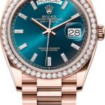 Rolex Day-Date 36 36mm Blue-Green Diamond-Set Dial Diamond Bezel President Bracelet – 128345RBR | 2024 Model