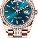 Rolex Day-Date 36 36mm Blue-Green Diamond-Set Dial Diamond-Set Bezel with Diamond-Set President Bracelet – 128345RBR | 2024 Model