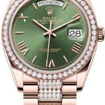 Rolex Day-Date 36mm Olive Green Dial Diamond Set Bezel Diamond Set President Bracelet – 128345RBR
