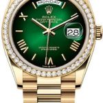 Rolex Day-Date 36 36mm Green Ombré Dial Diamond-Set Bezel President Bracelet – 128348RBR | 2024 Model