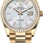 Rolex Day-Date 36 36mm White MOP Diamond-Set Dial Diamond-Set Bezel President Bracelet – 128348RBR | 2024 Model