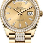 Rolex Day-Date 36 36mm Champagne Diamond-Set Dial Diamond-Set Bezel with Diamond-Set President Bracelet – 128348RBR | 2024 Model