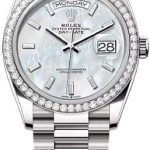 Rolex Day-Date 36 36mm White MOP Diamond-Set Dial Diamond-Set Bezel President Bracelet – 128349RBR | 2024 Model