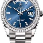 Rolex Day-Date 36 36mm Bright Blue Diamond-Set Dial Diamond-Set Bezel President Bracelet – 128349RBR | 2024 Model