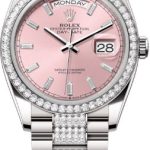 Rolex Day-Date 36 36mm Pink Diamond-Set Dial Diamond-Set Bezel with Diamond-Set President Bracelet – 128349RBR | 2024 Model
