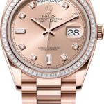 Rolex Day-Date 36 36mm Rose Color Diamond-Set Dial Diamond-Set Bezel President Bracelet – 128395TBR | 2024 Model